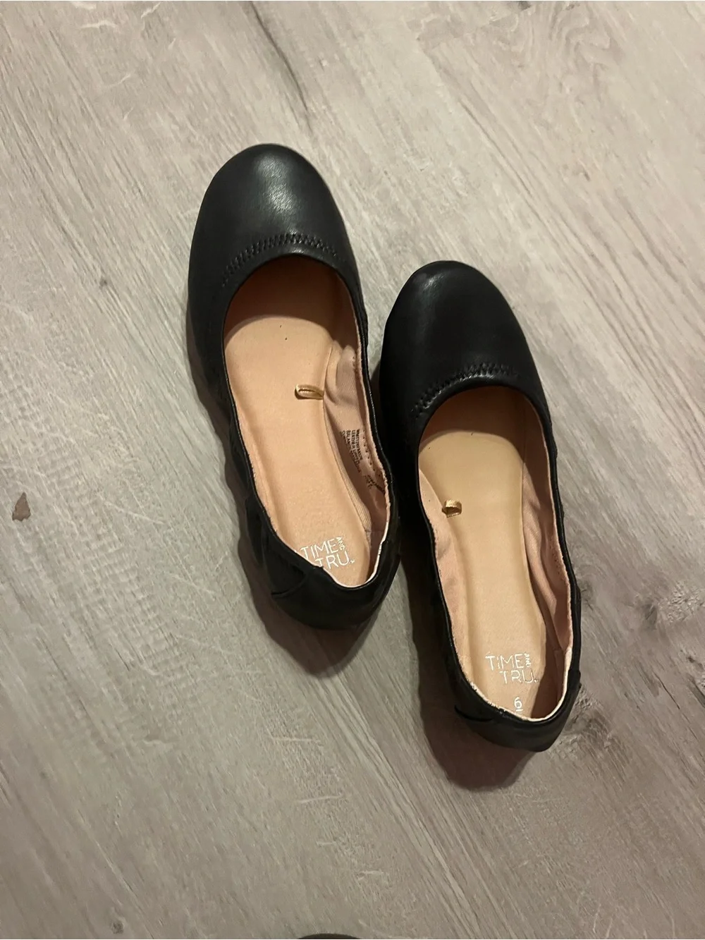 Time and Tru Black Girls' Slip-On Ballet Flats